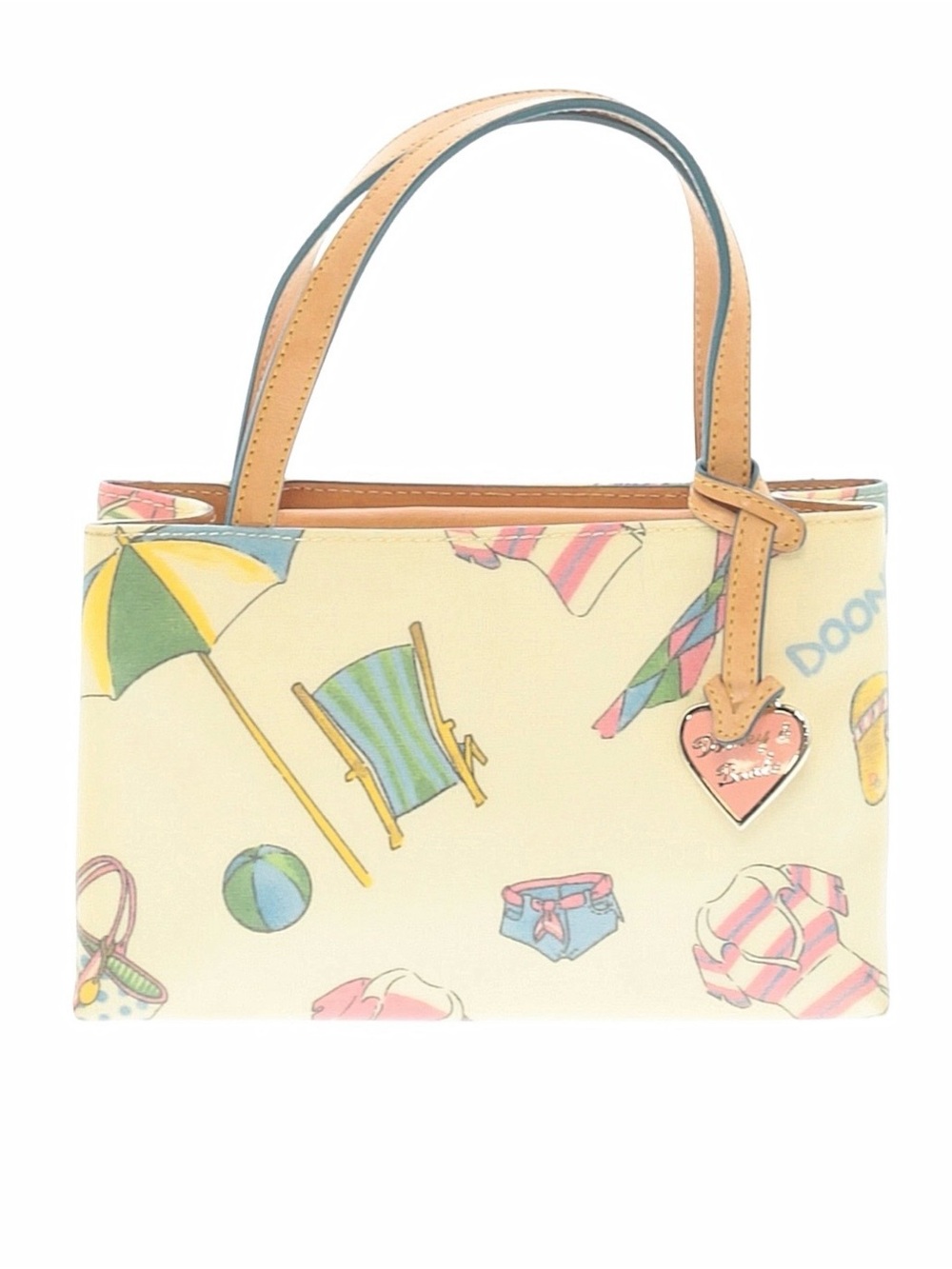 Dooney & Bourke vintage beach motif tote shoulder bag purse heart charm